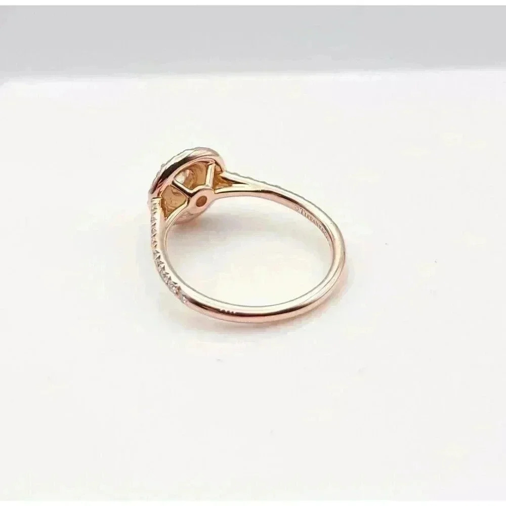 Tiffany & Co 18kt Rose Gold Soleste Diamond Halo Engagement Ring Size 4.5 - Picture 8 of 11